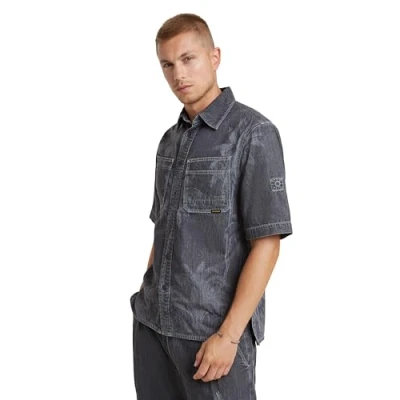 Image of G STAR RAW Men&#039;s Slanted Double Pocket Regular Shirt Ss, Faded Acero Grey D24602 d540 g311, L