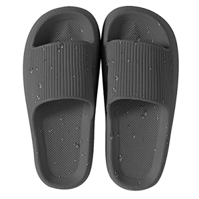 Image of HSHAPAY House Slippers for Man And Women Beach Slides Non Slip Lightweight Open toe Shower Shoes Quick Drying Extra Thick Sandals (4 UK, Black, numeric_4)