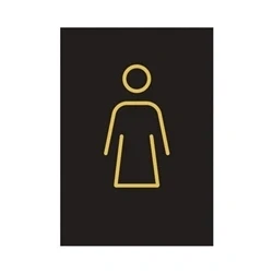 Image of Female Toilet Sign Rigid Plastic 105x150mm Black/Gold Y6698802