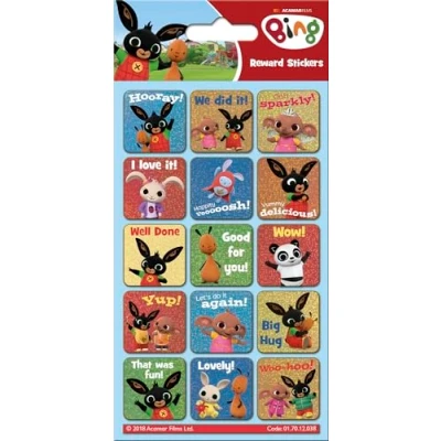 Image of Paper Projects 01.70.06.038 Bing Bunny Sparkly Reusable Reward Sticker Pack, 19.5cm x 9.5cm