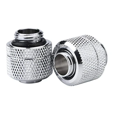 Image of ASHATA Water Cooling Fitting, 2PCS G1/4 Thread Flexible Tube Connector,Brass Two Touch Fitting for PC With Hiding Silicone Ring(Silver)