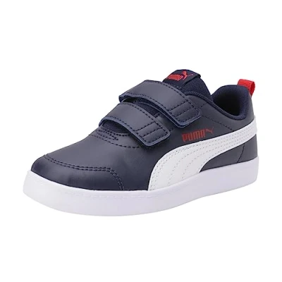 Image of Puma Courtflex Trainers for kids, Size: 7K, Peacoat/high risk red High quality imitation leather
