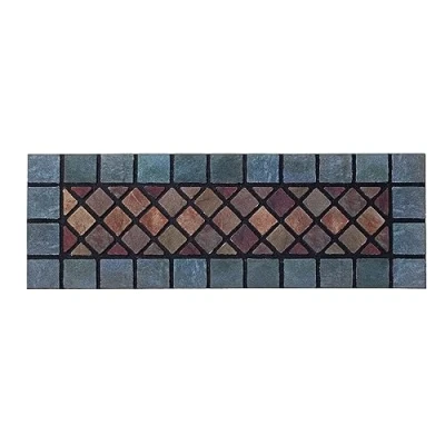 Image of Nicoman Narrow Doormat Tiled Door Mat Barrier Eco Friendly Heavy Duty Non Slip Dirt Scraper For Indoor Outdoor Garden Shed Garage Entrance (1 Pack, Blue Border, 75 x 25cm)