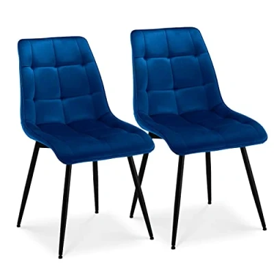 Image of CLIPOP Velvet Dining Chairs Set of 2 Kitchen with Backs and Metal Legs Lounge Reception for Living Room Bedroom Office