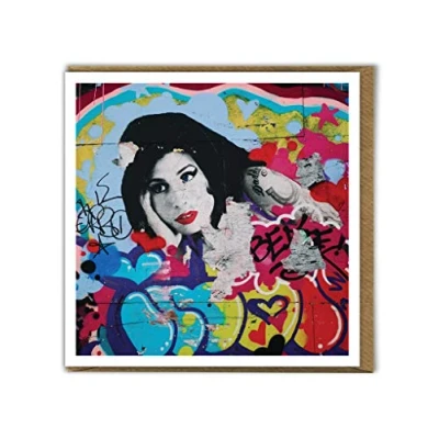 Image of Street Art Graffiti Amy Winehouse Mural Blank Greeting Card