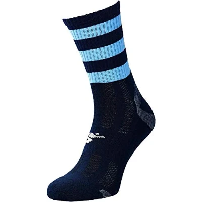 Image of Precision Pro Hooped Gaa Mid Socks Navy/sky 7 11