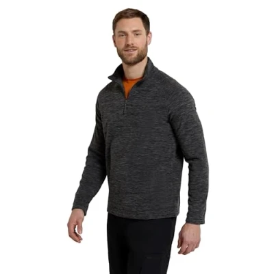 Image of Mountain Warehouse Snowdon Mens Micro Fleece Top Warm, Breathable, Quick Drying, Zip Collar Sweater, Soft &amp; Smooth Pullover for Autumn Winter, Travelling, Walking Charcoal XS
