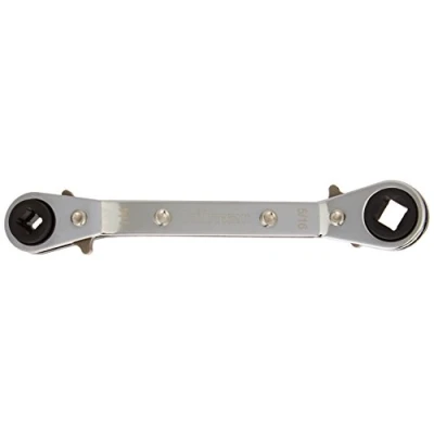 Image of Hilmor 1839043 Offset Service Wrench, 1/4&quot; x 3/16&quot; Square, 3/8&quot; 5/16&quot; Square HVAC Ratchet Wrench