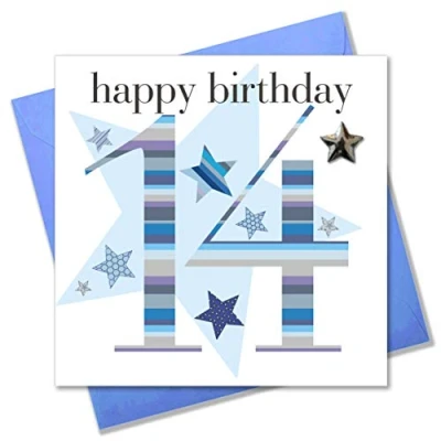 Image of Claire Giles Ages Age 14 Boy Birthday Card, Blue, AGE14B