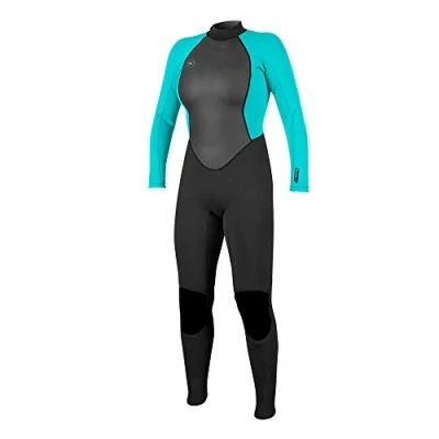Image of O&#039;Neill Wetsuits Women&#039;s Reactor Back Zip Full Wetsuit,Black/Light Aqua, 6 UK (Manufacturer size:34)