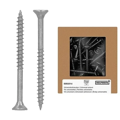 Image of HELPMATE Universal Screws Countersunk Head 4.0 x 50 Stainless Steel A2 Rustproof Pack of 200 Wood with T Drive and Partial Thread Chipboard for Indoor Outdoor Use