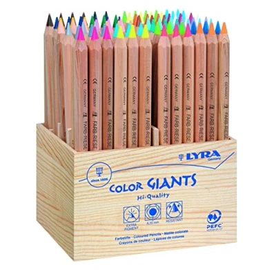 Image of LYRA Color Giants Wooden Large Colouring Pencils, School pack, 96 Pieces Assorted Colours, Ideal for Children &amp; Schools