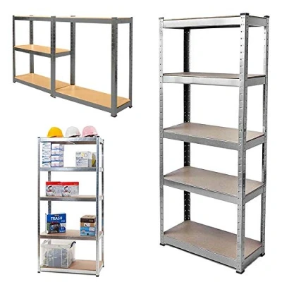 Image of EFAN 180cm x 90cm 40cm 5 Tier Racking Storage Shelving Heavy Duty Boltless Garage Shelves Unit, 175kg Per Layer, Perfect For Shed, Workshop, Home, Supermarket, Galvanised
