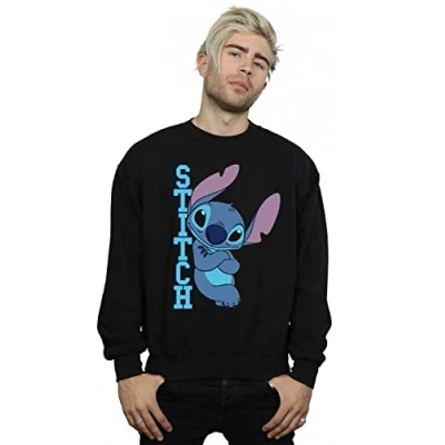 Image of Disney Men&#039;s Lilo and Stitch Posing Sweatshirt Black Large