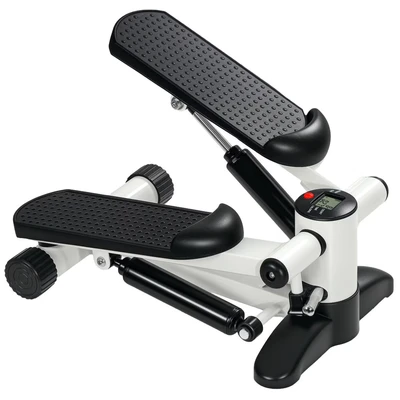Image of SPORTNOW Mini Stepper, Compact Step Machine Exerciser for Home Workout with LCD Monitor and Non Slip Pedals, White