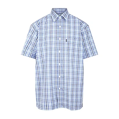 Image of Champion Mens Doncaster Country Casual Short Sleeve Shirt Lt Blue Check 3XL