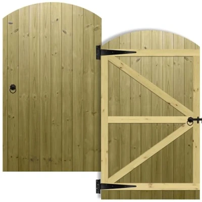 Image of Tognue &amp; Groove Interlocking Fully Framed Arched Top Pedestrian Side Garden Gate Height: 6ft (180cm) x Width: 105 cm Supplied with the Ring Latch Hinge Pack and Bolt