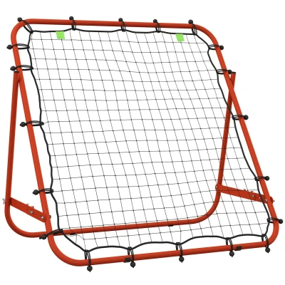 Image of HOMCOM Football Rebounder Net, Adjustable Kickback Target Goal Teens Adults Training Aid for Multi Sports Practise, Red