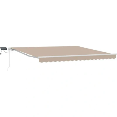 Image of vidaXL Manual Retractable Awning with LED Beige 400x300 cm