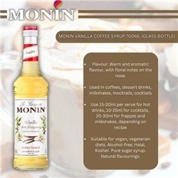 Image of Monin Vanilla Coffee Syrup 700ml (Glass)