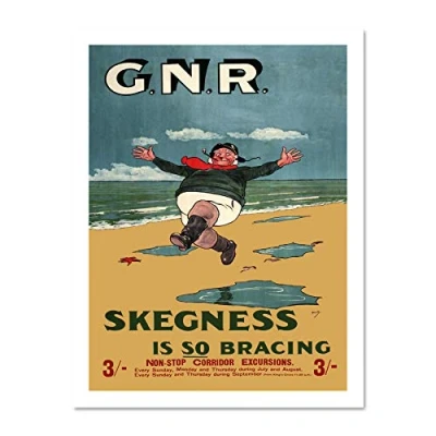 Image of GNR Rail Skegness Vintage Advert Large White Framed Art Print Wall Poster 18x24 inch
