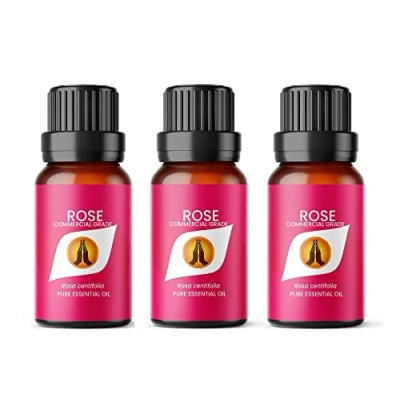 Image of Aroma Energy Rose Dilute Essential Oil 30ml (3 x 10ml Bottles) 100% Pure &amp; Natural