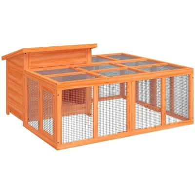Image of vidaXL Rabbit Hutch Brown 144x123x67.5 cm Solid Wood Pine