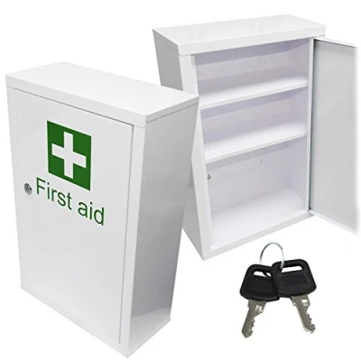 Image of Qualicare Large Medicine First Aid Medical Wall Mount Cabinet Cupboard Locker Plus Keys, 1 kg