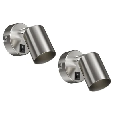 Image of ledscom.de 2 pcs. Wall Light WAIKA, Switch, Stainless Steel matt, Round, 1x GU10 max. 60W