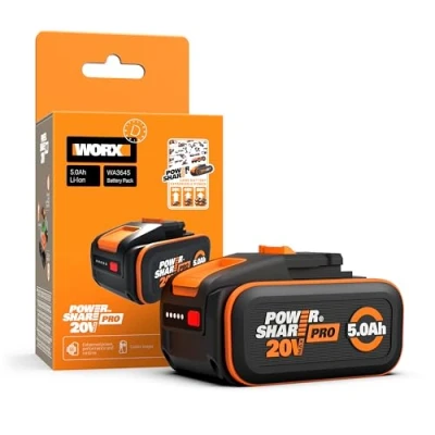 Image of WORX WA3645 PowerShare Pro: High Capacity 20V 5.0Ah Lithium Battery with BMS and Intelligent Power Control for Extended Runtime Performance