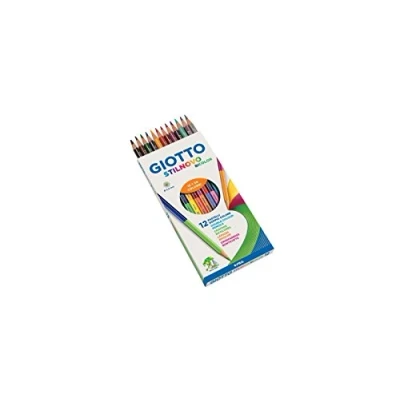 Image of GIOTTO Stilnovo Bicolor, Double Colour Pencils, 12 Assorted Colours, Ideal for Children, Parties and Schools