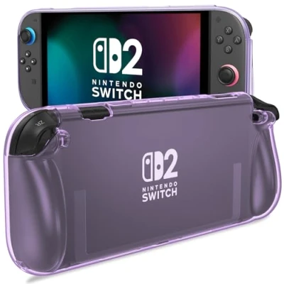 Image of ProCase Protective Case for Nintendo Switch 2 2025, Clear Cover Protector, Anti Scratch, Shock Absorption, Ergonomic Grip Design, Easy to Install Purple