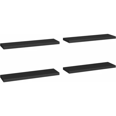Image of vidaXL Floating Wall Shelves 4 pcs Black 90x23.5x3.8 cm MDF