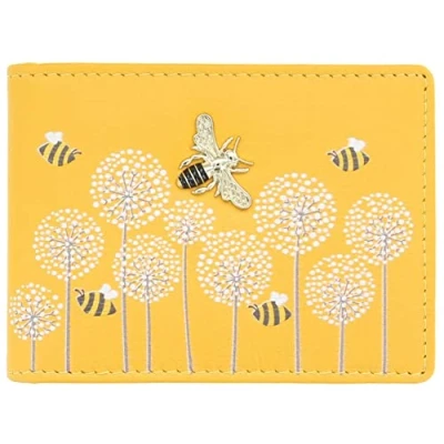 Image of Mala Leather Moonflower Collection Travel/Card Holder RFID Blocking 660_56 Yellow