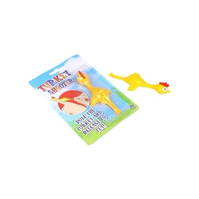 Image of HENBRANDT 1 x Children’s Turkey Shooter 11cm Novelty Flick a Catapult for Kids Stretchy Chicken Slingshot Rubber Party Bag Favours Loot Fillers Stocking Boys and Girls