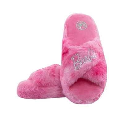 Image of Barbie Slippers Pink Girls Fluffy Sliders Girls’ 9