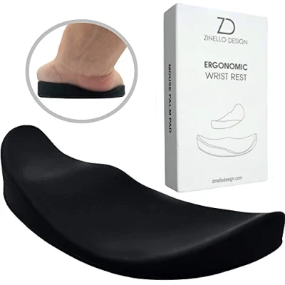 Image of Ergonomic Wrist Rest Mouse Pad and Computer Keyboard Mobile Cushion for Support Designed by Doctors to Relieve Hand Pain Carpal Tunnel Syndrome (Right Hand, Black)