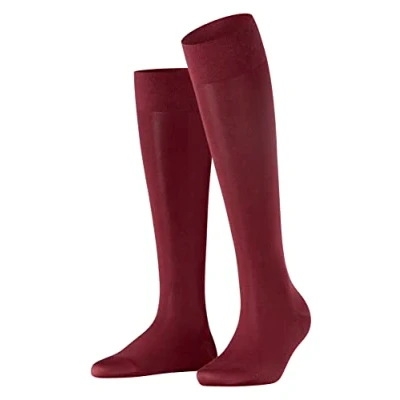 Image of FALKE Women&#039;s Cotton Touch W KH Thin Long Plain 1 Pair Knee High Socks, Red (Barolo 8596), 2.5 5