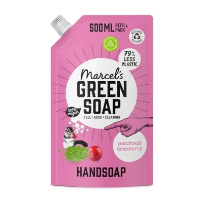 Image of Marcel&#039;s Green Soap Hand Refill Patchouli &amp; Cranberry Handwash Dispenser 100% Eco friendly Vegan 97% Biodegradable 500 ML