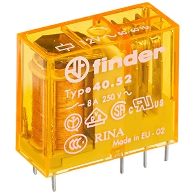 Image of Finder 40.52.8.012.0000 PCB Mount Relay 12Vac 8A 2 CO, DPDT