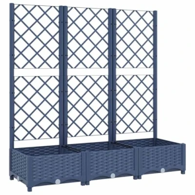 Image of vidaXL Garden Planter with Integrated Trellis Durable Polypropylene Outdoor Box for Climbing Plants Roses and Greenery Dark Grey, 120x40x121.5 cm