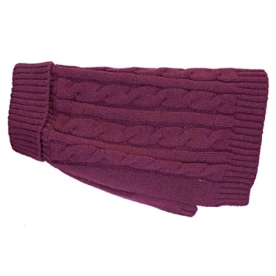 Image of Buster &amp; Beau , Luxury Charlton Cable Knit Dog Jumper, deep berry