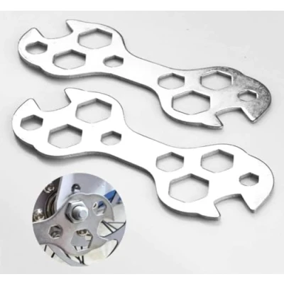 Image of fiXte® Multipurpose Bike Wrench,Bike Repair Tool Kit, Multi Function Steel Bicylce Cycle Mountain Wrench,Galvanized Spanner,10 in 1 Wrench Tool,Simple Type Wrench,Mini Tools