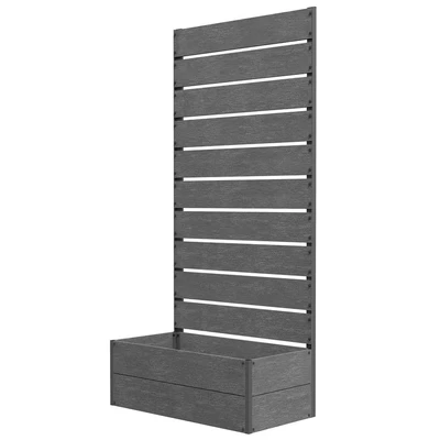 Image of Outsunny Garden Planter with Trellis for Climbing Plants, Vines, Flowers, Freestanding Raised Bed Garden, Outdoor, Patio, Box Drainage Gap, 72x38x150cm, Dark Grey
