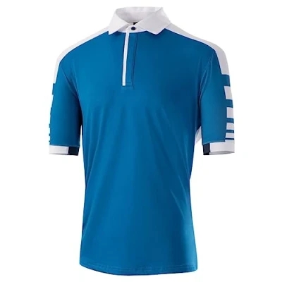 Image of Island GREEN Men&#039;s CoolPass Stretch Quick Dry Breathable Polo Shirts, Royal Blue/White, L
