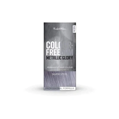 Image of Knight &amp; Wilson Colour Freedom Silver Steel Hair Dye Metallic Permanent Color Infused with Shea Butter Argan Oil for Ultra Glossy Conditioned Vegan Cruelty Free