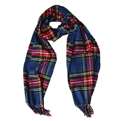 Image of KGM Super Soft Plaid Tartan Check Scarf Scarves for Men Woman`s Scarfs (Blue tartan)