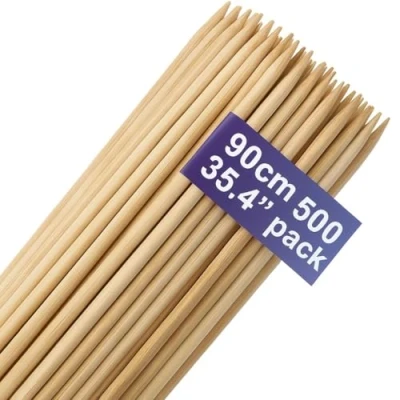 Image of MATANA 500 Extra Long Marshmallow Roasting Sticks, 90cm/35 Inches (0.6cm/6mm Thick) XL Wooden Skewers for Toasting Smores, Grilling, Fire Pit, Bonfires, Camping, Parties Sturdy &amp; 100% Natural