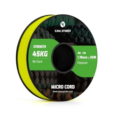 Image of Kamu Synber Micro Cord 1.18mm Paracord Braided Rope 30m Spool for Bracelet, Crafting, Jewelry Making, Key Chains Support 45kg Neon Yellow