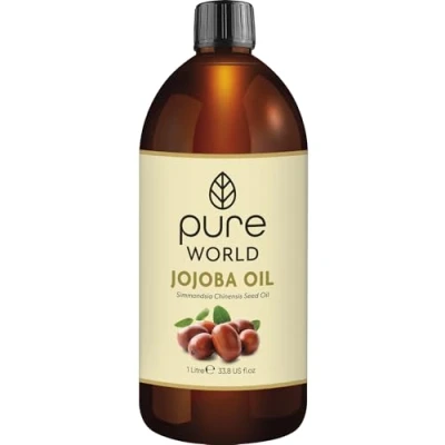 Image of Pure World Natural Jojoba Oil… Oil, 1 Litre Oil Cold Pressed 100% and Undiluted